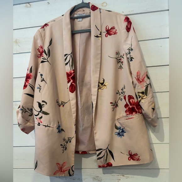 Primark Floral Kimono Blazer Jacket in blush size women’s 16 - Picture 1 of 14
